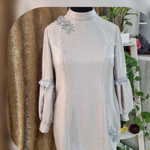 شومیز مجلسی زنانه جنس کتان کریستال رنگبندی آبی سرخابی یاسی مشکی طوسی سایز از 38 تا 50